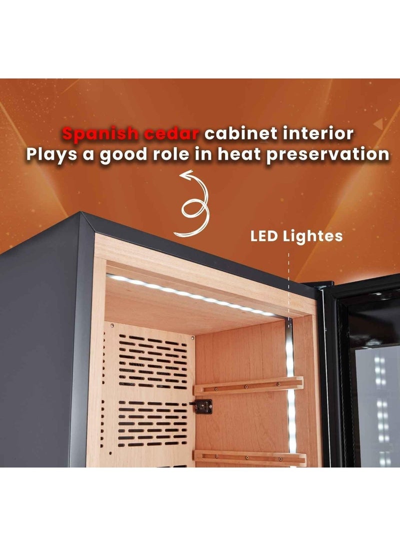 Hemingway B6 Electric Cigar Humidor – 1500 Capacity, Spanish Cedar, Touchscreen, Fingerprint Lock, Ammonia Filter, 16–22°C Temp, 65–75% Humidity, LED Lighting - Image 4